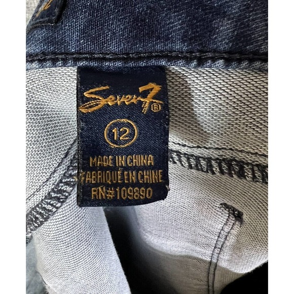 Seven7 Skinny Easy Fit Jeans Womens Size 12 Stretch Distressed Blue Denim - Picture 5 of 16